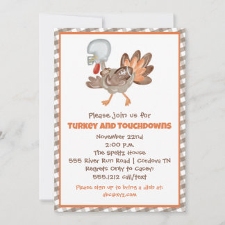 Turkey and Touchdowns Thanksgiving Invitation