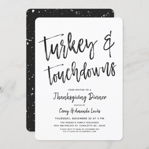 Turkey and Touchdowns  Thanksgiving Party Invitation