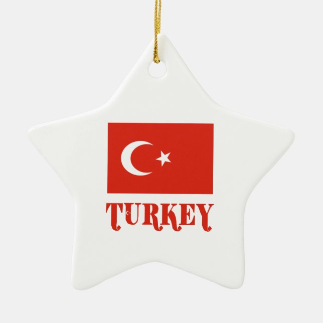 Turkey and Turkish Flag Ceramic Ornament (Front)