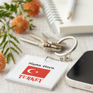 Turkey and Turkish Flag Personalized Keychain