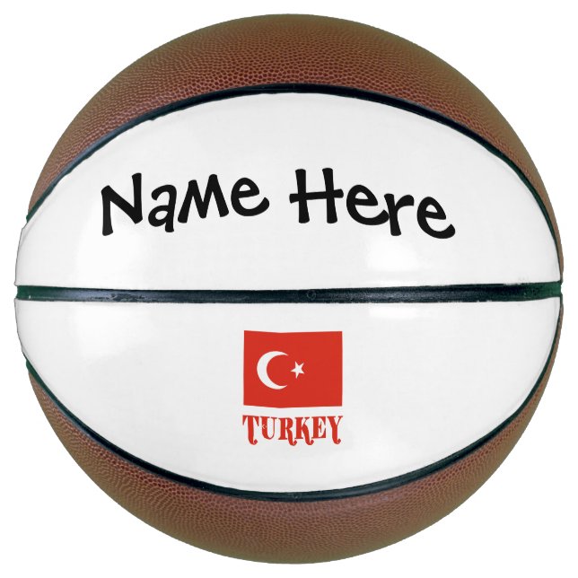 Turkey and Turkish Flag with Your Name Basketball (Front)