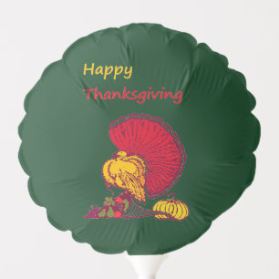 Turkey and veggies happy Thanksgiving green Balloon