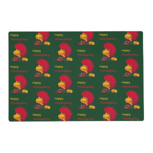 Turkey and veggies happy Thanksgiving green Placemat