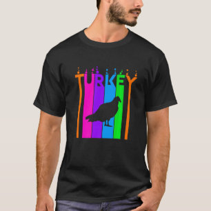 Turkey Animal Rainbow Bubble With Silhouette T-Shirt