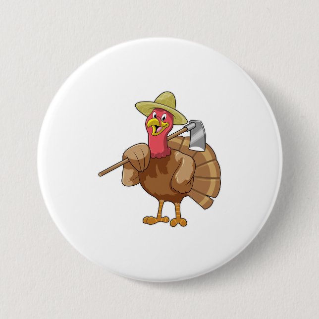 Turkey as Farmer Button (Front)