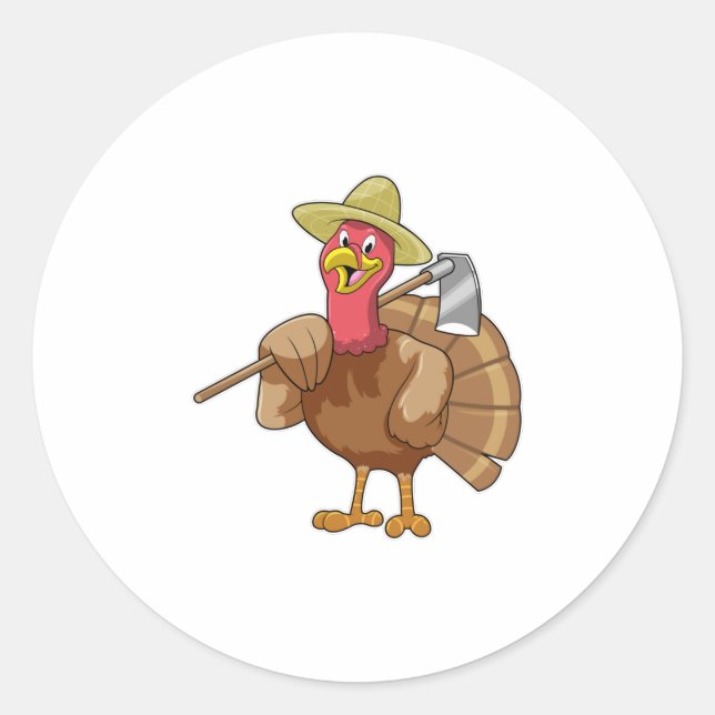 Turkey as Farmer Classic Round Sticker (Front)