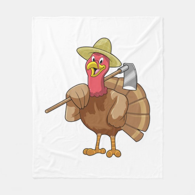 Turkey as Farmer Fleece Blanket (Front)