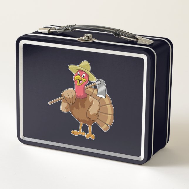Turkey as Farmer Metal Lunch Box (Front)