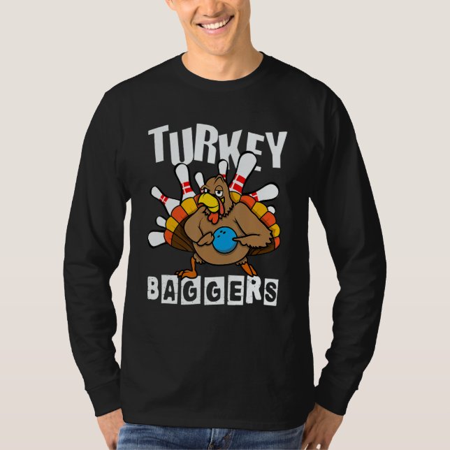 Turkey Baggers Bowling  Happy Thanksgiving Day T-Shirt (Front)