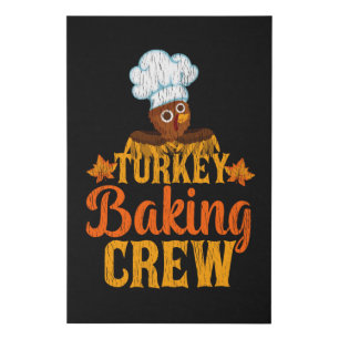 Turkey Baking Crew Funny Thanksgiving Chef Gift Faux Canvas Print