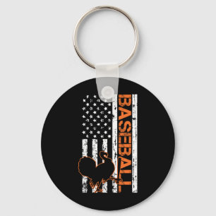 Turkey Baseball American Flag Thanksgiving Day Spo Keychain
