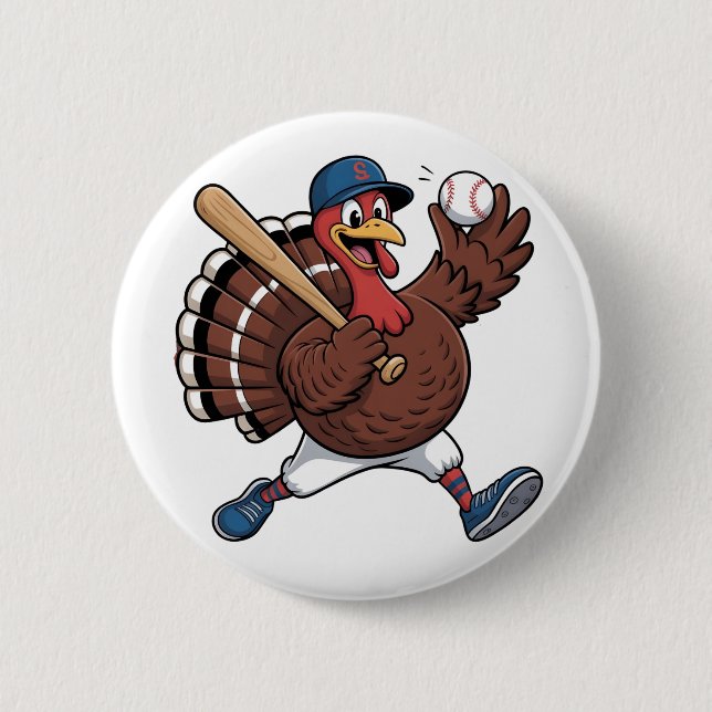 Turkey Batter Baseball Baseball Game Baseball  Button (Front)