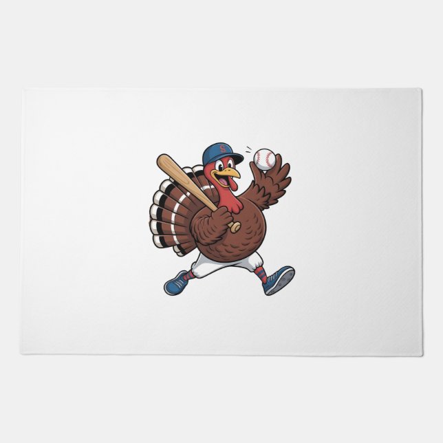 Turkey Batter Baseball Baseball Game Baseball  Doormat (Front)