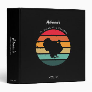 Turkey Bird Distressed Vintage Thanksgiving Recipe 3 Ring Binder