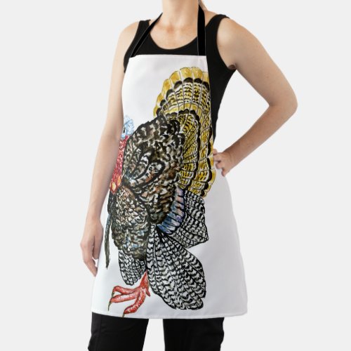 Turkey bird hand drawn illustration apron