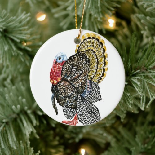 Turkey bird hand drawn illustration ceramic ornament