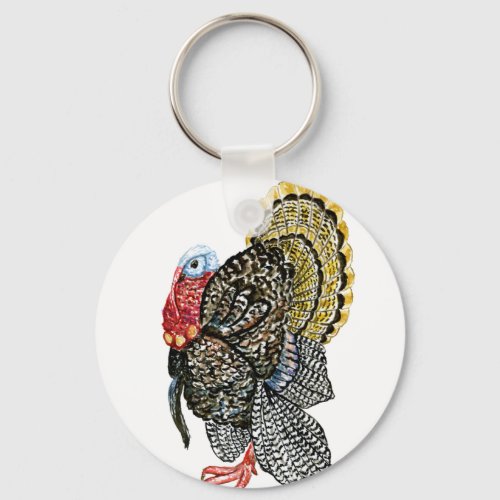 Turkey bird hand drawn illustration keychain