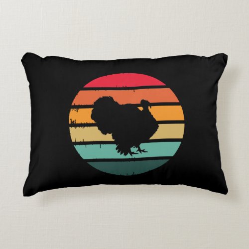 Turkey Bird Thanksgiving Distressed Vintage Sunset Accent Pillow