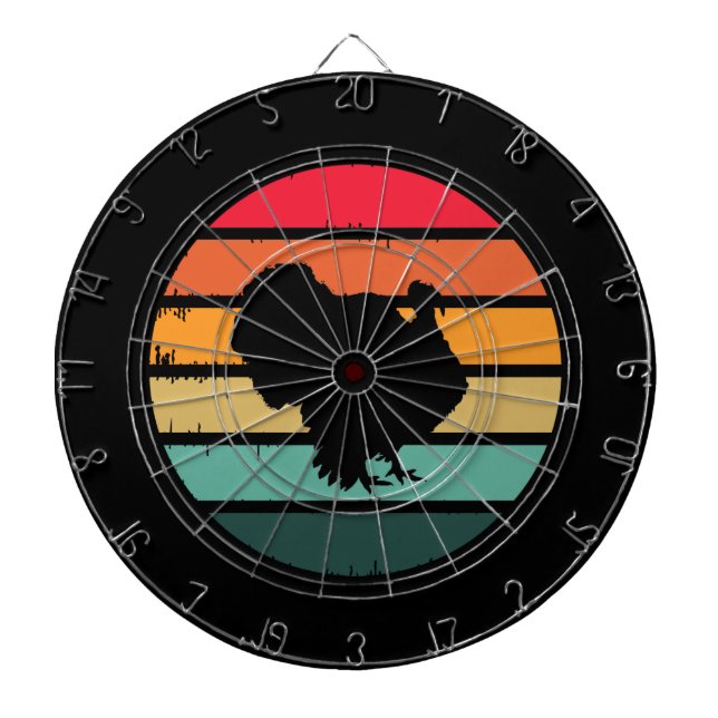 Turkey Bird Thanksgiving Distressed Vintage Sunset Dart Board (Front)