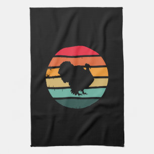 Turkey Bird Thanksgiving Distressed Vintage Sunset Kitchen Towel