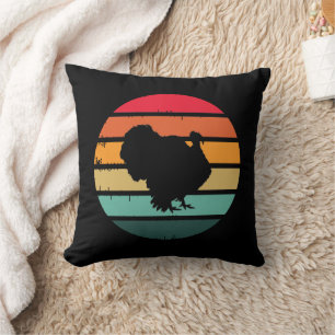 Turkey Bird Thanksgiving Distressed Vintage Sunset Throw Pillow