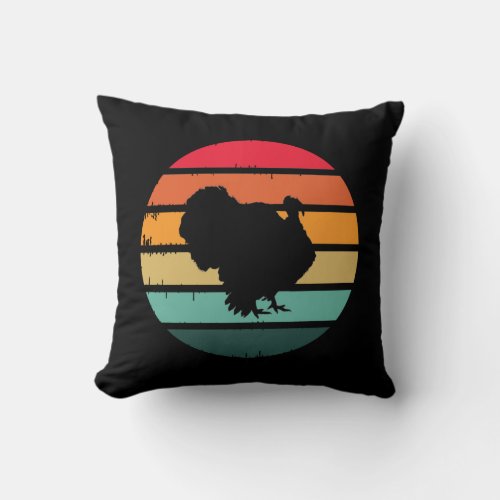 Turkey Bird Thanksgiving Distressed Vintage Sunset Throw Pillow