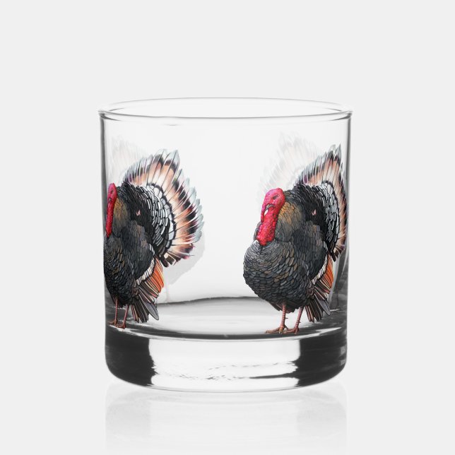 Turkey (bird) whiskey glass (Front)