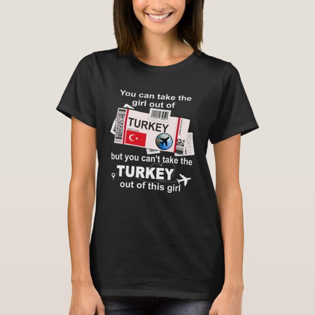 Turkey Boarding Pass  Turkey Girl  Turkey T-Shirt (Front)