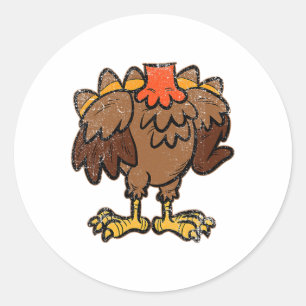 Turkey Body Costume Funny Thanksgiving Day Fall Au Classic Round Sticker