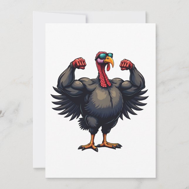 Turkey Bodybuilding Thanksgiving Day Gym Workout   Invitation (Front)