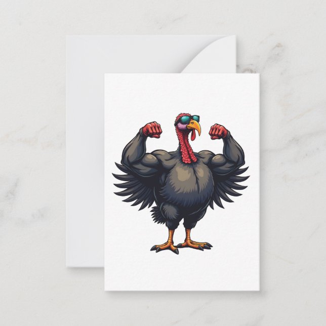 Turkey Bodybuilding Thanksgiving Day Gym Workout   Note Card (Front)