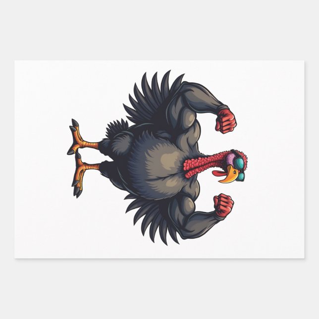 Turkey Bodybuilding Thanksgiving Day Gym Workout   Wrapping Paper Sheets (Front)