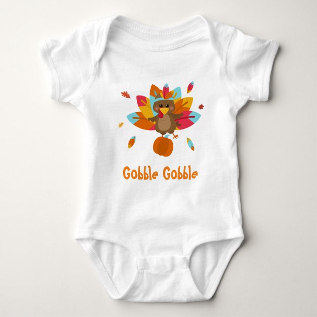 Turkey bodysuit boy Gobble gobble bodysuit girl (Front)