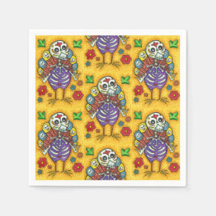 TURKEY BONES COLORFUL FOLK THANKSGIVING BIRD SKULL NAPKINS