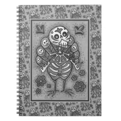 TURKEY BONES COLORFUL FOLK THANKSGIVING BIRD SKULL NOTEBOOK