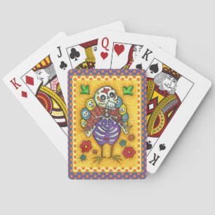 TURKEY BONES COLORFUL FOLK THANKSGIVING BIRD SKULL POKER CARDS