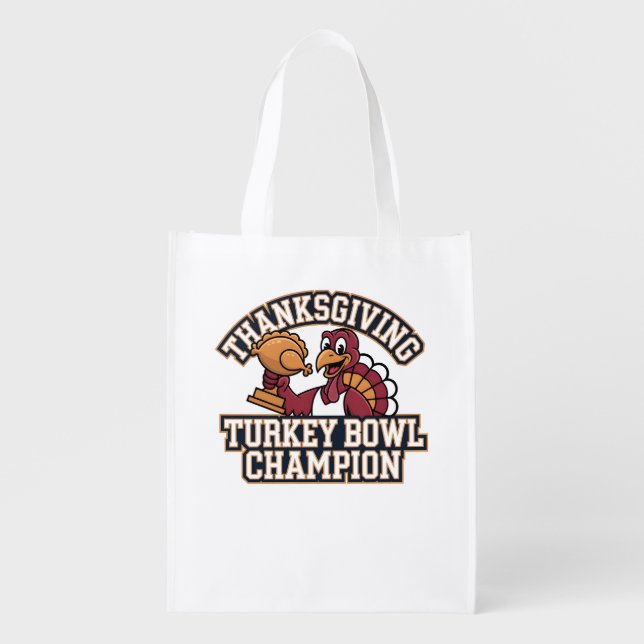 Turkey Bowl Champion Game Day Food Football Fun Grocery Bag (Front)