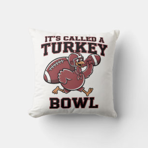 TURKEY BOWL FOOTBALL THANKSGIVING TEE THROW PILLOW