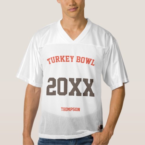 Turkey Bowl Year and Family Name Sports Letters Mens Football Jersey