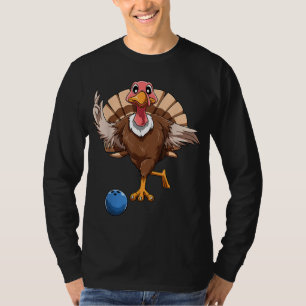 Turkey Bowling Thanksgiving Turkey Playing Bowling T-Shirt