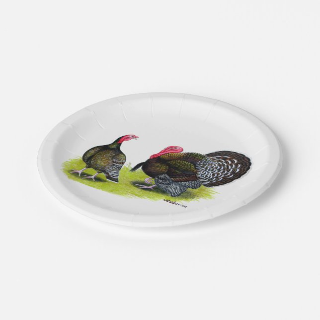 Turkey Broad Breasted Bronze Paper Plates (Angled)