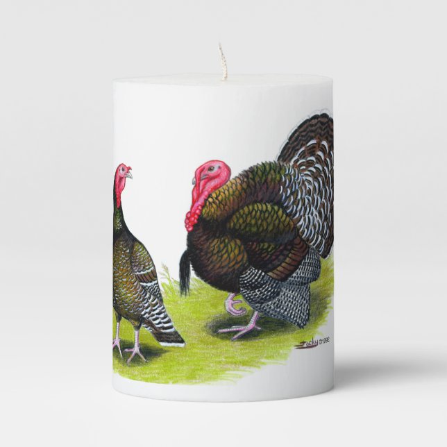 Turkey Broad Breasted Bronze Pillar Candle (Front)