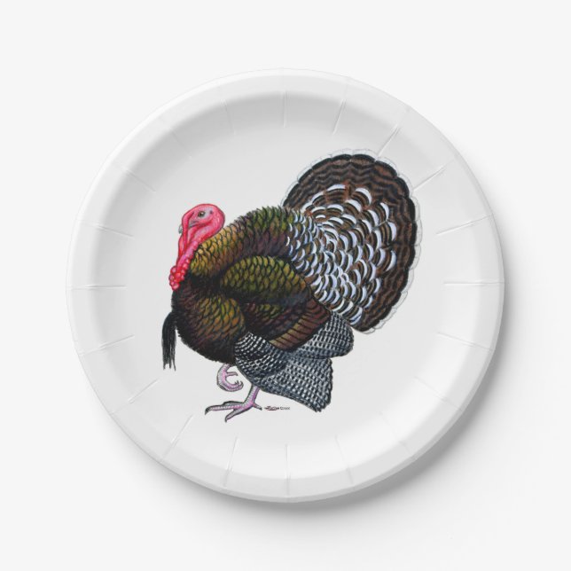 Turkey:  Bronze Tom Paper Plates (Front)