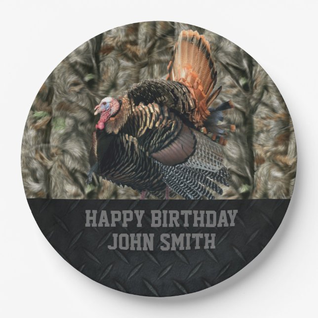 Turkey Camo Hunting Happy Birthday Name Plates (Front)