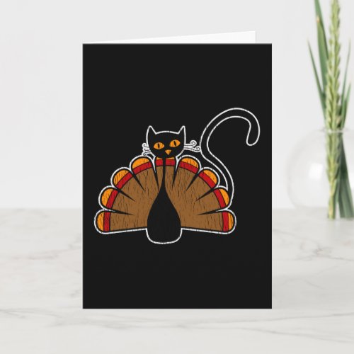 Turkey Cat Lover Thanksgiving Family Kids Kitty Card