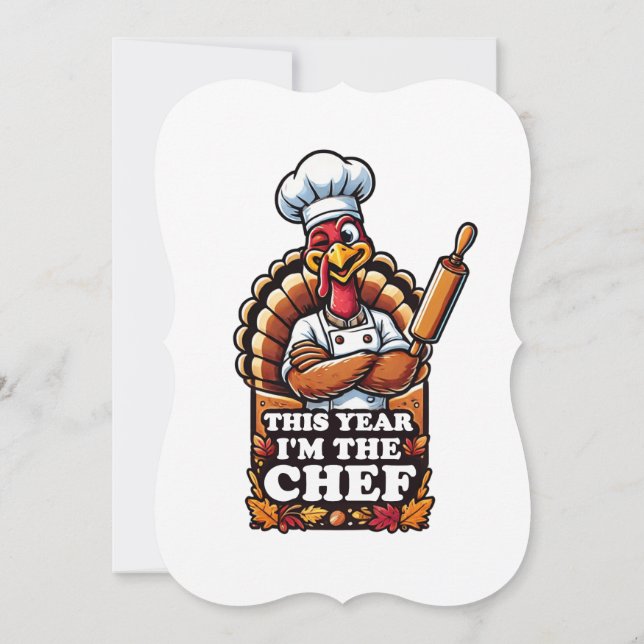 Turkey Chef in Charge - Thanksgiving Feast Boss! Invitation (Back)