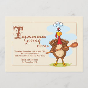 Turkey Chef Thanksgiving Invitation