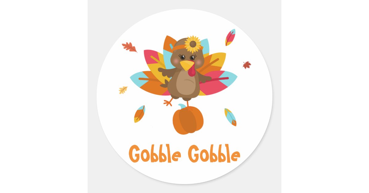 Turkey classic round sticker Fall Turkey sticker | Zazzle
