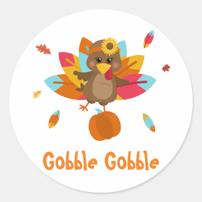 Turkey classic round sticker Fall Turkey sticker | Zazzle