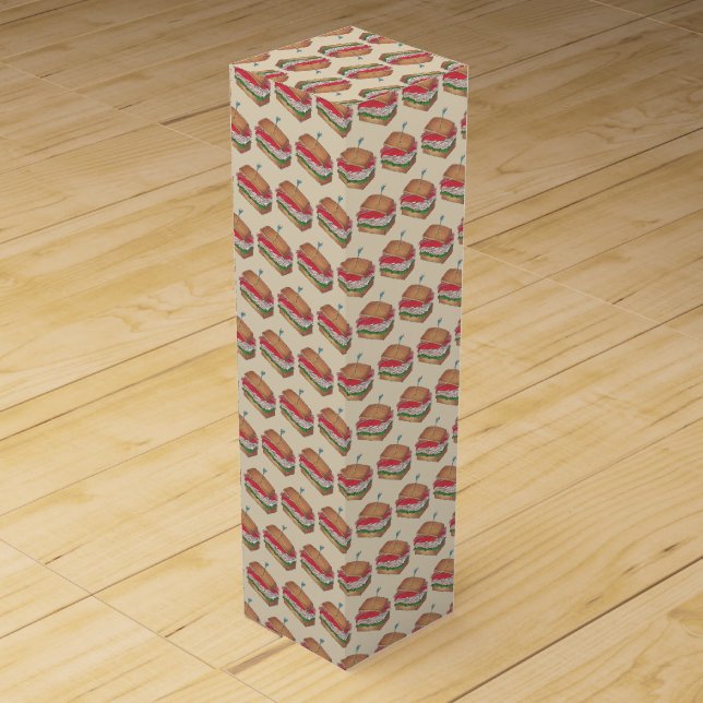 Turkey Club Sandwich Deli Lunch Luncheon Meat Wine Box (Front)
